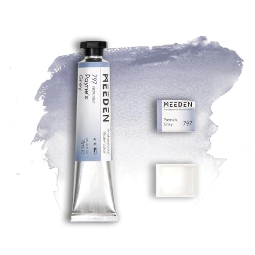 MEEDEN Professional Artist Watercolor Paint: Payne's Grey - 15ml/0.5oz | Water Color Tube, Semi-Moist Pigment Half Pan and Empty Matching Half Pan for Artists Pros - color: Payne's Grey