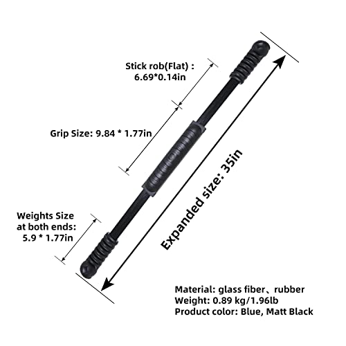 Elastic Fitness Stick Elastic Bar Body Exercise Bar Muscle Training for Exercise Tremor Stick Shoulder Rehabilitation Physical Therapy, Aerobics,Body Shaping Home Gym Yoga, Pilates - color: matt black