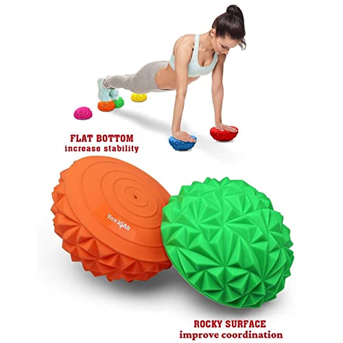 Yes4All Hedgehog Balance Pods for Exercise, Core Body Balancing, Balance Pods for Youth & Adults with Hand Pump - Set of 5 - style: C. Rocky - 6pcs