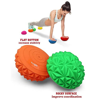 Yes4All Hedgehog Balance Pods for Exercise, Core Body Balancing, Balance Pods for Youth & Adults with Hand Pump - Set of 5 - style: C. Rocky - 6pcs