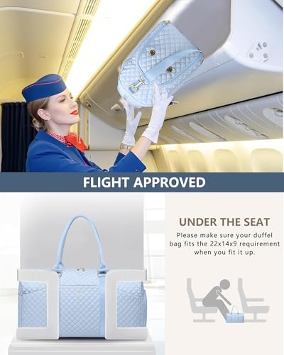 Women Weekender Travel Duffle Bag: Travel Duffel Overnight Bags with Shoe Compartment Large Carry on Tote with Toiletry Bag Weekend Traveling Yoga Gym Hospital Bag for Women with Wet Pocket Light Blue - color: 06-Light Blue, size: Large