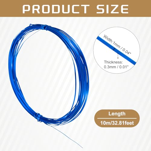 uxcell 1mm Aluminum Craft Flat Wire,33Ft 0.3mm Thickness Bendable Metal Floral Jewelry Beading Armature Wire for Sculpting Armature DIY Jewelry Making, Dark Blue - color: Dark Blue, size: 33Ft