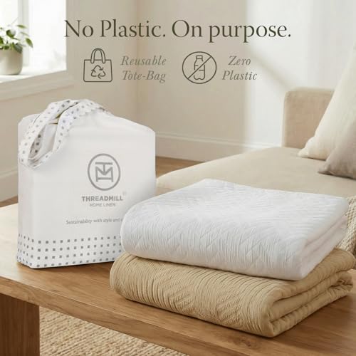 Threadmill Luxury Cotton Blankets for Queen Size Bed | All-Season 100% Cotton Queen Size Blanket | Aster Jacquard Cozy Lightweight, Soft Breathable Coverlet fits Full Size Bed, 90x92 | Dark Grey - color: Aster Dark Grey, size: Queen / Full