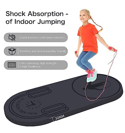 8/20/30mm Jump Rope Mat Fitness Exercise Mat Durable, Non-Slip, Workout Mats with Jump Rope & Carrying Bag for Home Gym Flooring (55"x 24") - color: Gray-30mm