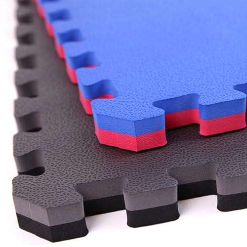 FlooringInc's 1" Thick Foam Tiles, 3'x3' or 2'x2' Reversable Interlocking Tiles, Ideal Yoga Mat, Gymnastics Mat, Workout Mat for MMA and Jiu Jitsu Training - color: Black/Gray, size: 4 - 3'x3' Tiles (36 Sq Ft)
