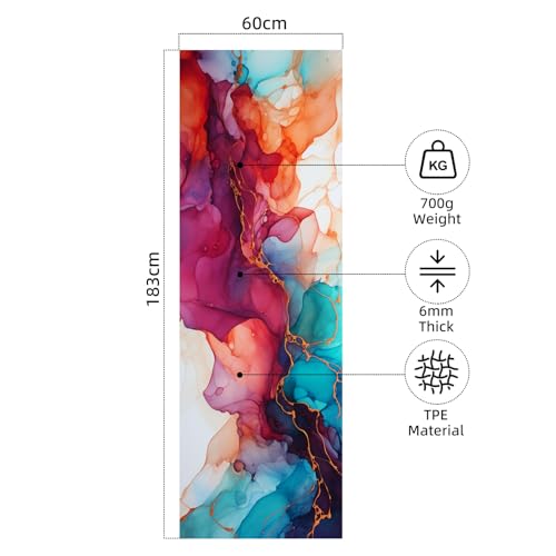 FOLAI Extra Thick Yoga Mat 6mm - color: abstract red