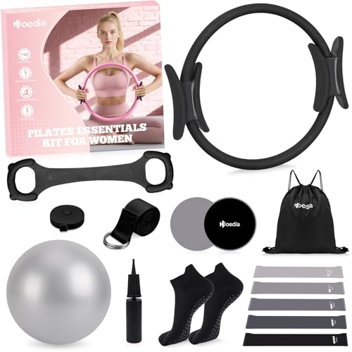 Hoedia Pilates Kit for Women, Pilates Equipment Ring and Ball Set - color: Black