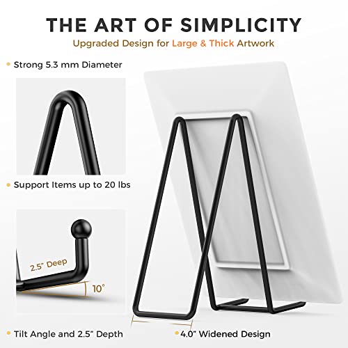 TR-LIFE Plate Stands for Display - 3 Pack 10 Inch Large Picture Stand | Metal Plate Holders for Displaying Decorative Plates, Platters, Books, Plaques, Picture Frames - Tabletop Easel