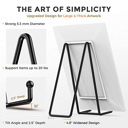 TR-LIFE Plate Stands for Display - 3 Pack 10 Inch Large Picture Stand | Metal Plate Holders for Displaying Decorative Plates, Platters, Books, Plaques, Picture Frames - Tabletop Easel