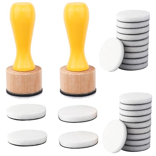 26 Pcs/Sets Ink Blending Tool Sets, Include 2 Pcs Round Ink Mini Applicator Tools and 24 Pcs Replacement Refill Foam Pads for Drawing Distressing Blending Scrapbooking & Stamping Supplies (Yellow) - color: Yellow