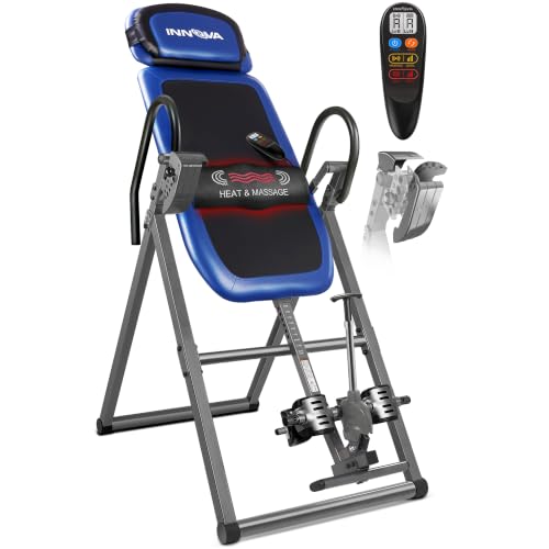 INNOVA HEALTH AND FITNESS ITM4800 Advanced Heat and Massage Inversion Table,Black/ Blue / Gray