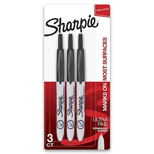 Sharpie Retractable Permanent Markers, Ultra Fine Point, Black, 3 Count - size: 1 Count (Pack of 3)