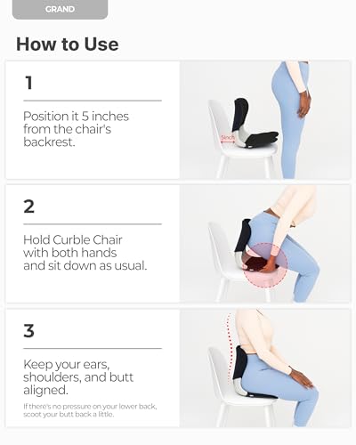curble Grand Cover Set – Ergonomic Back Support, Washable & Detachable Cushion Cover Grand (Black) - color: Set Black