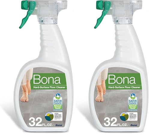 Bona 다중 표면 바닥 클리너 스프레이 - 946.4ml(32온스) - 무향 - 리필 가능 - 석재, 타일, 라미네이트 및 비닐 바닥용 잔여물 없는 바닥 청소 솔루션 (2팩) - size: 32 Fl Oz (Pack of 2)