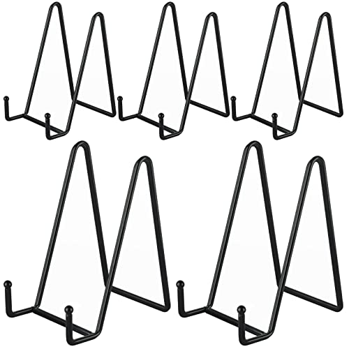 IBosins 5-Pack 6-Inch Plate Holder Display Stands Black Metal Frame Stand | Stand for Picture, Book, Photo, Easel, Creation, Collectibles - color: Black, size: 6 Inch
