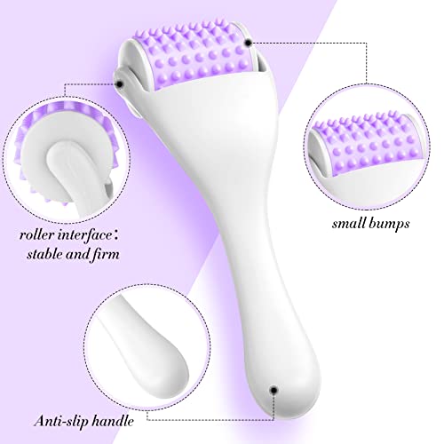 Tondiamo 2 Pcs Muscle Roller Portable Small Silicone Massager Roller Deep Tissue Muscle Massage Stick Cellulite Remover Scar Tissue Massager for Relief Face Neck Arm Back Leg(Purple,Silicone) - color: Purple, style: Silicone