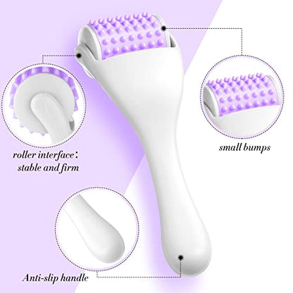 Tondiamo 2 Pcs Muscle Roller Portable Small Silicone Massager Roller Deep Tissue Muscle Massage Stick Cellulite Remover Scar Tissue Massager for Relief Face Neck Arm Back Leg(Purple,Silicone) - color: Purple, style: Silicone