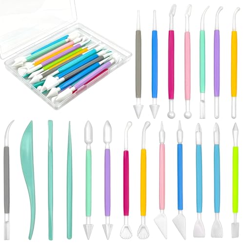 VYNFLICK 20pcs Clay Tools, Pottery Carving Tools, Practical Polymer Clay Sculpting Tools Kit, Air Dry Clay Tools Set for Adults, Pottery Craft, Sculpting,Modeling,Shaping