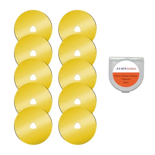 45mm Rotary Cutter Blades 10-Pack Replacement Blades Fits Fiskars, OLFA for Quilting Scrapbooking Sewing Arts & Crafts Sharp and Durable Cutter Blade - color: Titanium Plating (45mm 10pcs)