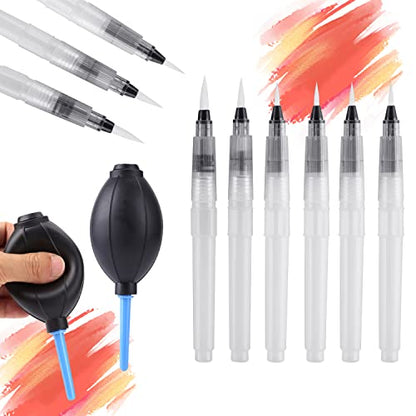 11Pcs Mini Air Blower pens Set Including 9 Pcs Water pens 2Pcs Ink Air Blower for DIY Paint Tools Water Color Brush Pen Card Making Embossing Painting Rendering - color: 11pcs