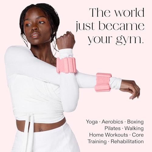 Bala Bangles Wrist & Ankle Weights for Women & Men, Home Gym Equipment - color: Blush, size: 1 LB