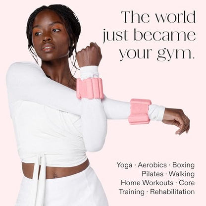 Bala Bangles Wrist & Ankle Weights for Women & Men, Home Gym Equipment - color: Blush, size: 1 LB