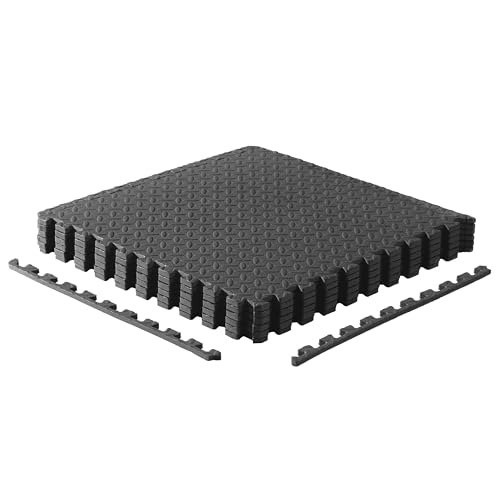 CAP Puzzle Exercise Mats | 1/2” Thick EVA Interlocking Foam Tiles for Home Gym Flooring | Multiple Options - color: Diamond - Black, style: 6 Tiles (24 SQ FT)