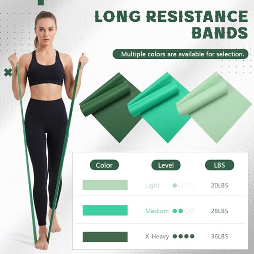 Shappy 10 Pack Resistance Bands, 5.4ft Long Exercise Band Bulk, Non-Latex Elastic Stretch Bands for Physical Therapy, Stretching, Rehab, Yoga, Pilates, Gym, Home Exercise - size: 36 lbs