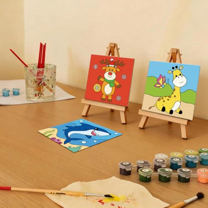 Anseal 12 Packs Pre Drawn Canvas to Paint, 4" X 4" Animal Pre-Printed Canvas Paint Party, Stretched Outline Painting Boards for Beginners, Party Favor - style: Animal2