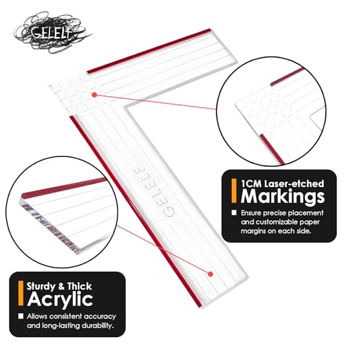 Paper Positioning Tool - Gel Plate Printing Placement Tool Paper Alignment Layering for Gel Printing Printmaking Card Making Supplies, L Square Ruler (Red, Small: 15 x 20 cm(6 x 8 in)) - size: Small: 6 x 8 in