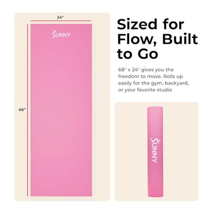 Sunny Health & Fitness Exercise Yoga Mats - Non-Slip Support for Home & Gym - color: Classic Pink