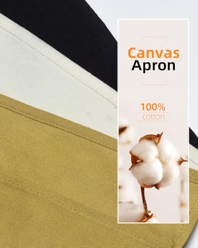 Canvas Work Waist Apron with 3 Pocket - color: 7 Pack Brown Apron Bulk