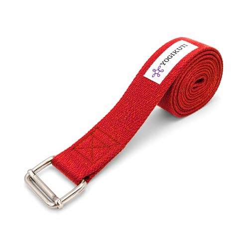 Yogikuti Premium Cotton Yoga Strap | Adjustable Yoga Belt for Stretching, Flexibility, Balance & Alignment | Yoga Accessories for Beginners, Pilates, Meditation, Exercise, Fitness & Physical Therapy - color: Red, size: 9ft(3mtr)