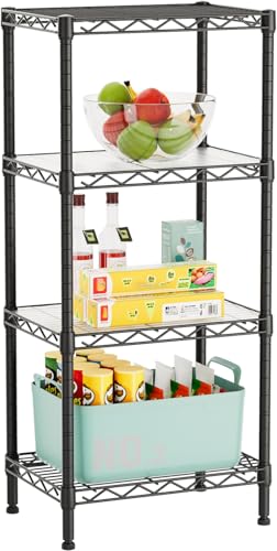 Golpart 4Tier Adjustable Storage Shelves Metal Wire Shelving Standing Shelf - color: Black, size: 4-tier-11.6"Dx17.6"Wx44.2"H