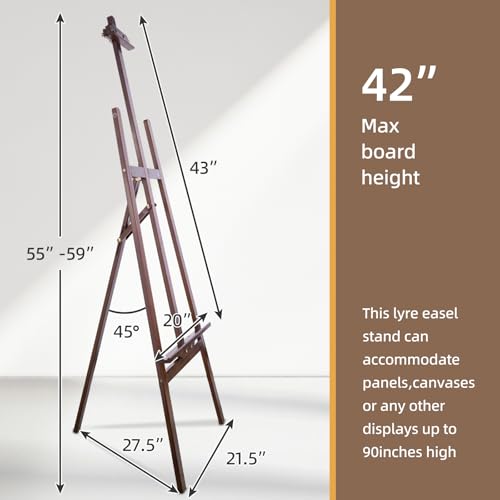 Falling in Art Adjustable Wooden Easel Stand for Painting&Display, Brown | Folding Art Easel for Display, Drawing, Wedding Sign and Poster, Suitable for Kids and Adults, Holds Up to 42" - style: Brown -1 Pack