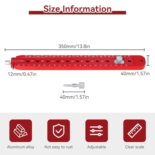 Woodworking Compass Scriber, Woodworking Circle Ruler Aluminium Alloy Adjustable Woodworking Circular Drawing Tool for Carpenter Tool