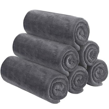SINLAND Microfiber Gym Towels, Workout Sweat Towel 16x32In - color: Greyx6