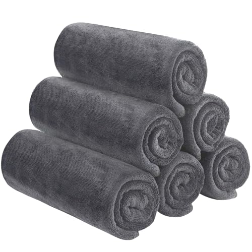 SINLAND Microfiber Gym Towels, Workout Sweat Towel 16x32In - color: Greyx6