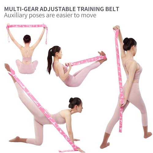 Yoga Blocks 2 Pack with Elastic Stretch Band & Bag – High Density Foam Yoga Blocks for Stability, Deep Stretching & Balance, 12-Loop Resistance Strap for Yoga, Pilates, Dance & Flexibility Training - color: Pink+Pink