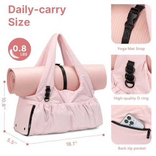 Yoga Mat Bag Yoga Bag for Women with Mat Holder Large Sport Gym Bag with Adjustable Yoga Mat Strap Shoes Compartment - color: Pink
