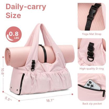 Yoga Mat Bag Yoga Bag for Women with Mat Holder Large Sport Gym Bag with Adjustable Yoga Mat Strap Shoes Compartment - color: Pink