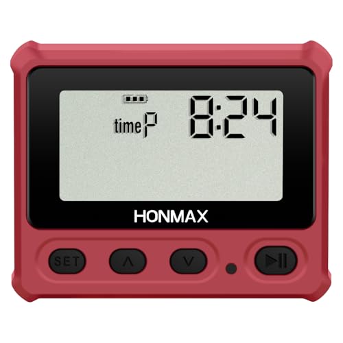Digital Interval Timer, Stopwatch with Backlight, USB-C Rechargeable Clock, Red - color: Red