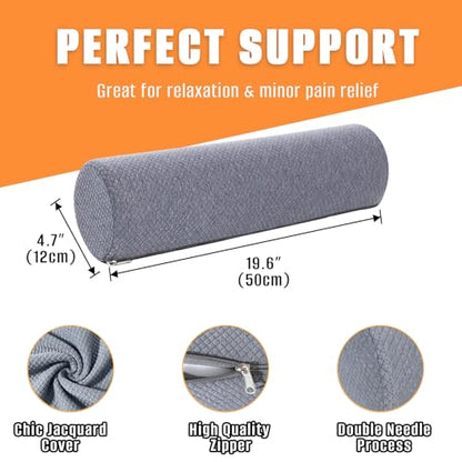 2 Pack Round Massage Table Bolster Pillow Pad, Bolster Pillow, Round Pillows, Suitable for Earthlite Massage Table (Grey, 4.7''x19.6'') - color: Grey, size: 4.7''x19.6''