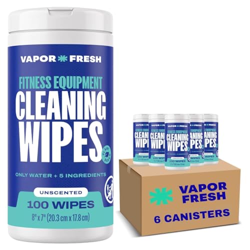 Vapor Fresh Fitness Equipment Cleaning Wipes, Unscented, 100ct, 6 Canisters - size: 100 Count (Pack of 6)