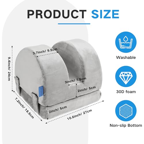 Adjustable Height Knee Replacement Pillow for Recovery - Leg Elevation Pillow with Firm Foam for Post-Surgery Sleeping, Hip & Ankle Pain Relief & Swelling Reduction (Grey) - size: 2-in-1 Layered