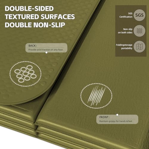 LVME Foldable Yoga Mat, Extra Thick 10mm, 76"x26"Extra Long - color: Sage Green