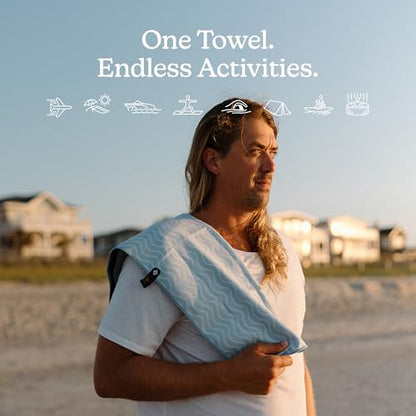 Nomadix Fitness Towel- Microterry Quick-Dry Gym & Yoga Sweat Towel, Odor-Resistant, Ultra Absorbent, Sand & Pet Hair-Resistant, Recycled Material, 30″×16″- Regenerative Black- Pale Blue - color: Regenerative Pale Blue