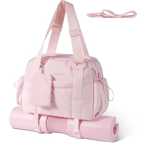 Small Gym Bag for Women - Duffle Weekender Work Duffel Carry on Tote Bag - color: Pink