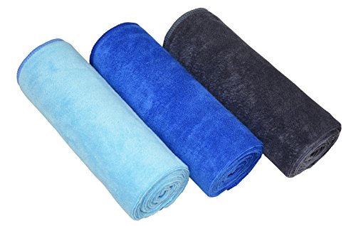 Gym Towels for Men & Women Microfiber Sports Towel Set Fast Drying & Absorbent Workout Sweat Towels for Fitness,Yoga, Golf,Camping 3-Pack Gift Present - color: Darkblue+blue+gray