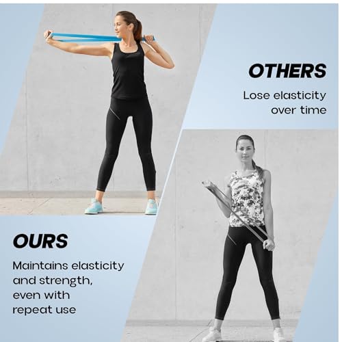 Resistance Loop Exercise Bands Set of 5 with Carry Bag and Workout Guide for Home Fitness Yoga Stretching Physical Therapy, Durable Latex Free TPE, Five Resistance Levels, Great for Gym and Pilates